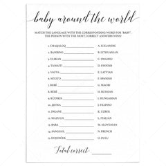 Baby around the world game printable by LittleSizzle