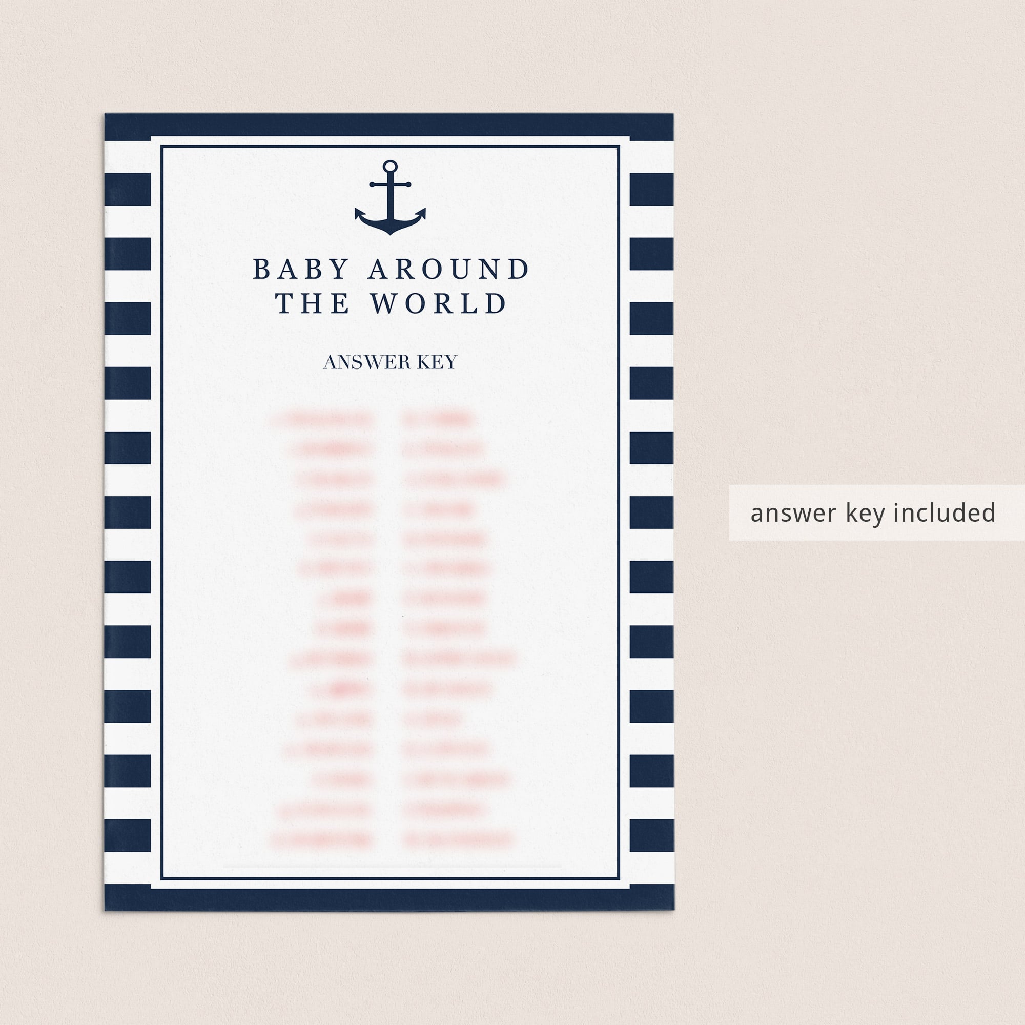 Answer key baby shower games baby around the world by LittleSizzle