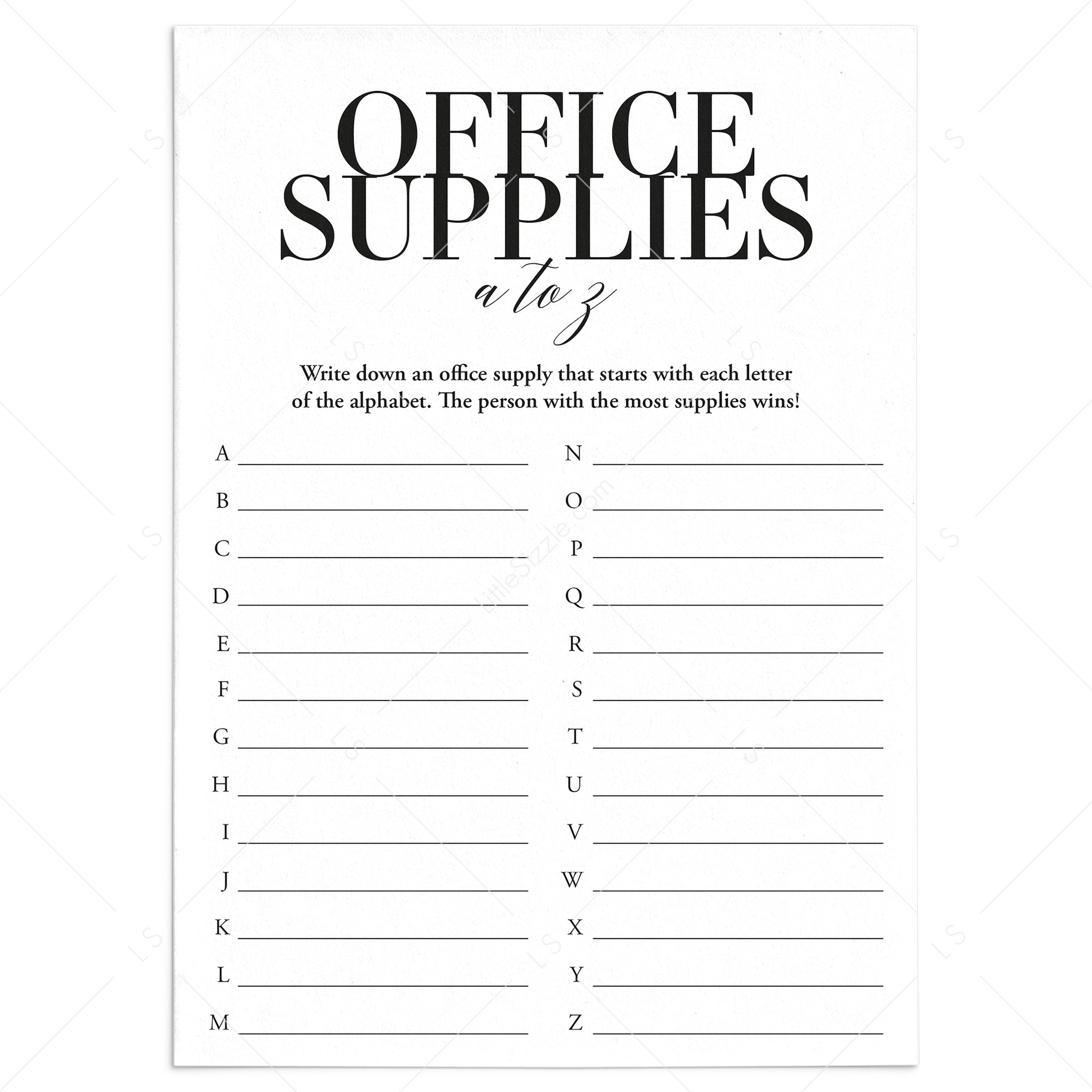 Office Supplies A To Z Game Printable Instant Download LittleSizzle Office Supplies A To Z Game Printable Instant Download LittleSizzle