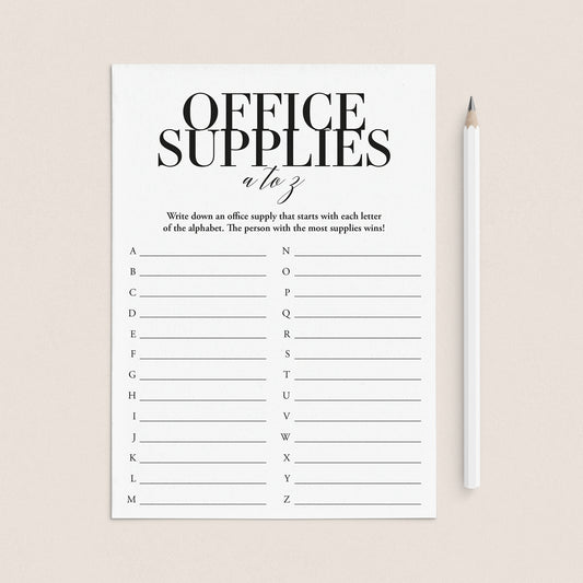 Office Supplies A To Z Game Printable by LittleSizzle
