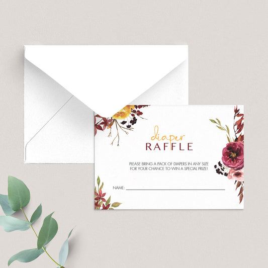 Floral diaper raffle cards boho theme by LittleSizzle
