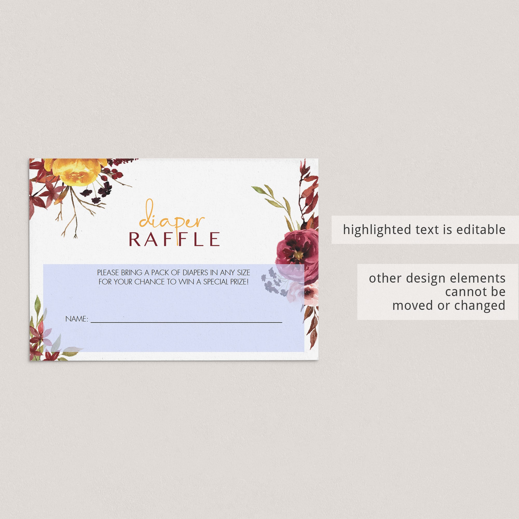 Burgundy watercolor diaper raffle tickets by LittleSizzle