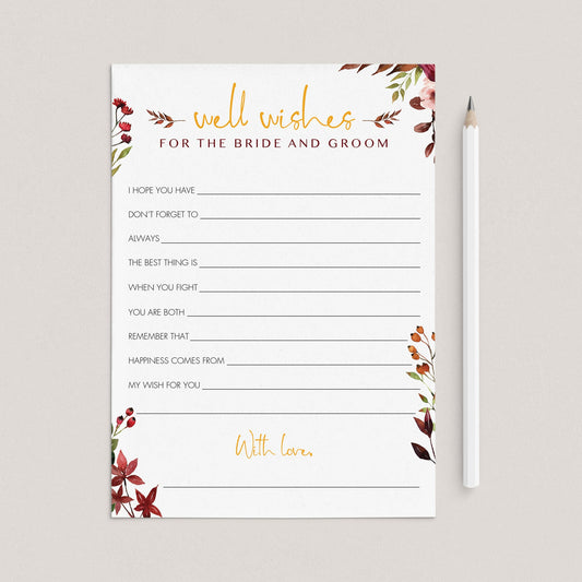 Red floral wedding wishes cards printable by LittleSizzle