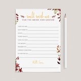 Red floral wedding wishes cards printable by LittleSizzle