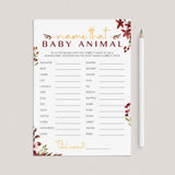 Autumn Themed BabyShower Game Name The Baby Animal Printable by LittleSizzle