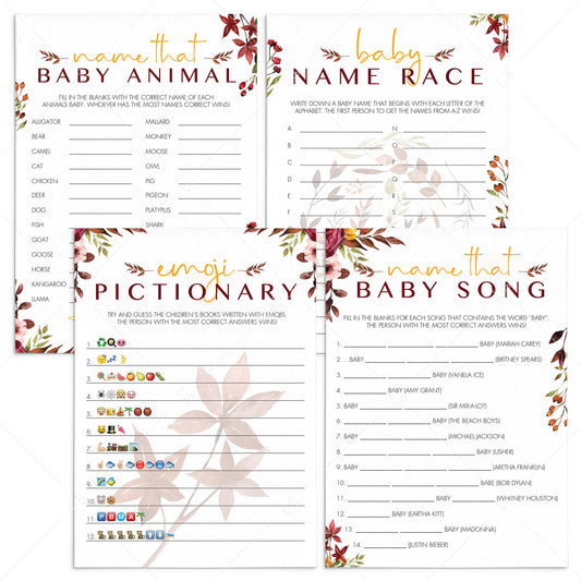 Fall BabyShower Games Bundle Printable by LittleSizzle