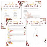 Burgundy Floral BridalShower Game Bundle Printable by LittleSizzle