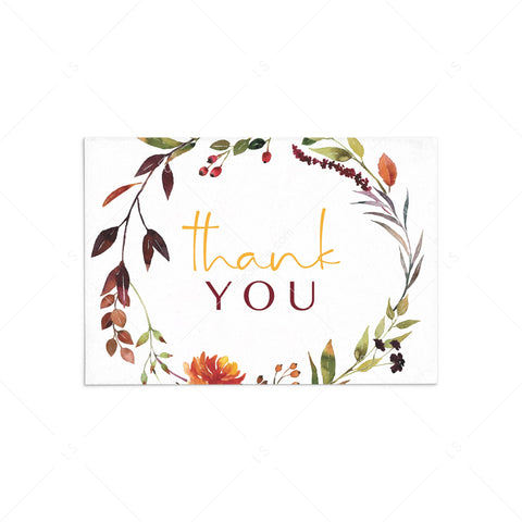 Autumn Floral Thank You Card Printable | Instant download – LittleSizzle