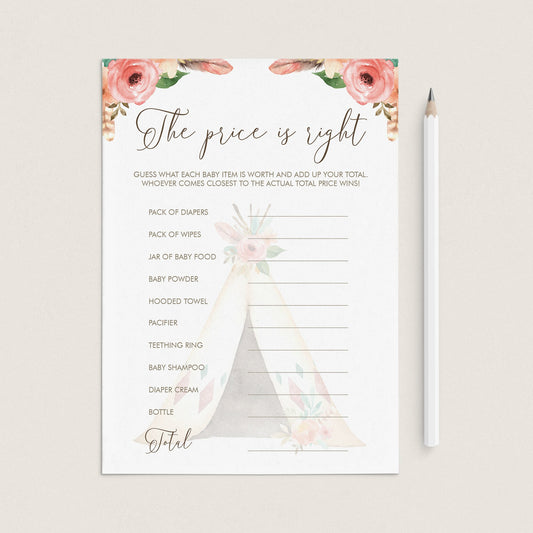 Tribal BabyShower The Price is Right Printable by LittleSizzle