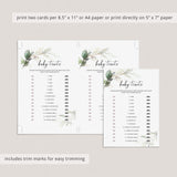 Gold and Greenery Theme Baby Shower Game Baby Traits Printable