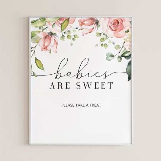 Babies Are Sweet Sign Printable Blush Floral by LittleSizzle