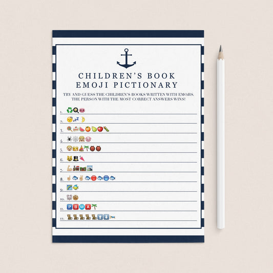 Emoji pictionary for boy baby shower printable by LittleSizzle