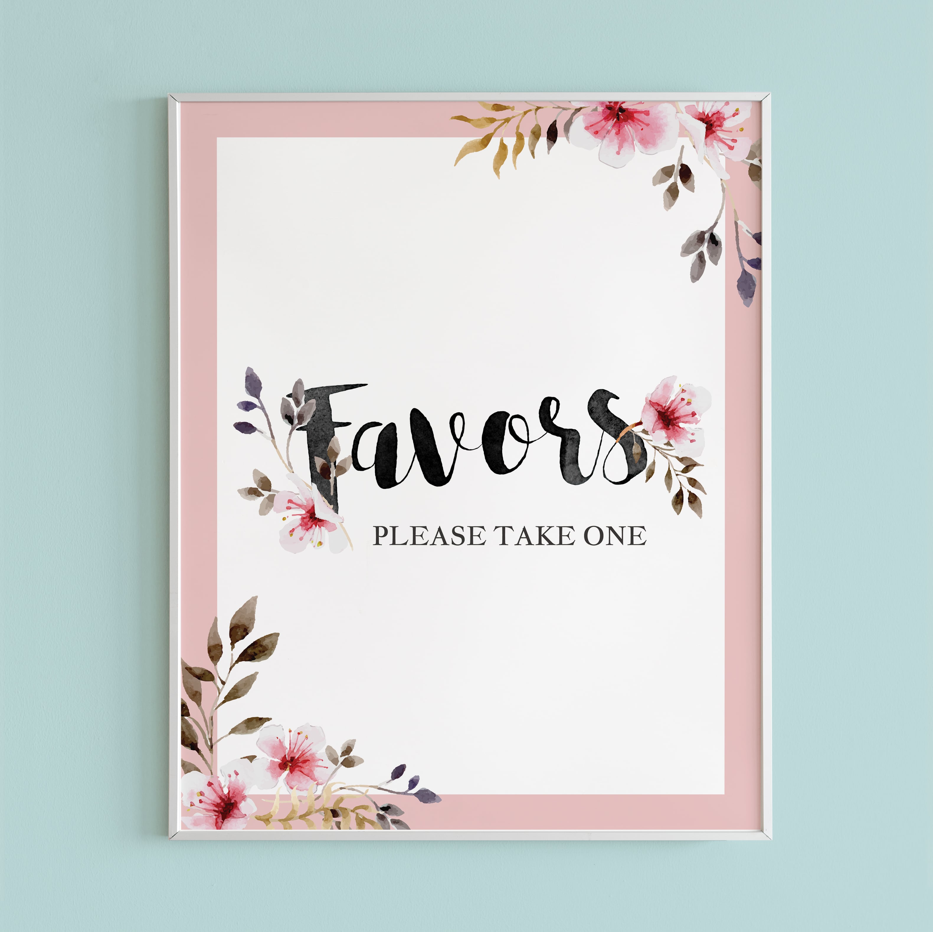 Instant download favors sign for botanical shower by LittleSizzle