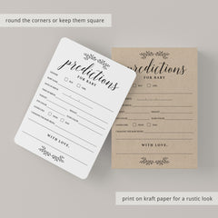 Rustic Minimal Baby Shower Game Predictions for Baby