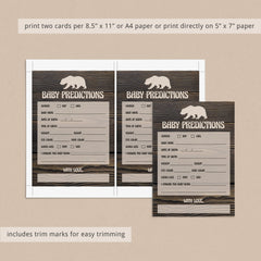 Woodland Bear Baby Shower Game Printables