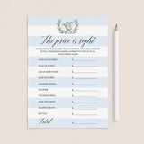 Price is right printable for blue baby boy shower by LittleSizzle