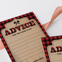 Rustic Baby Shower Lumberjack themed advice cards