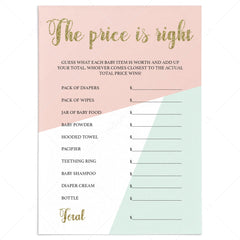 The Price is Right game cards for baby shower by LittleSizzle