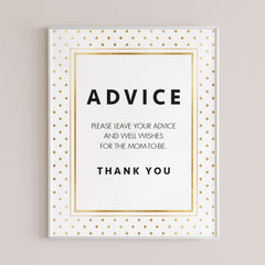Neutral baby shower decor printable advice sign by LittleSizzle