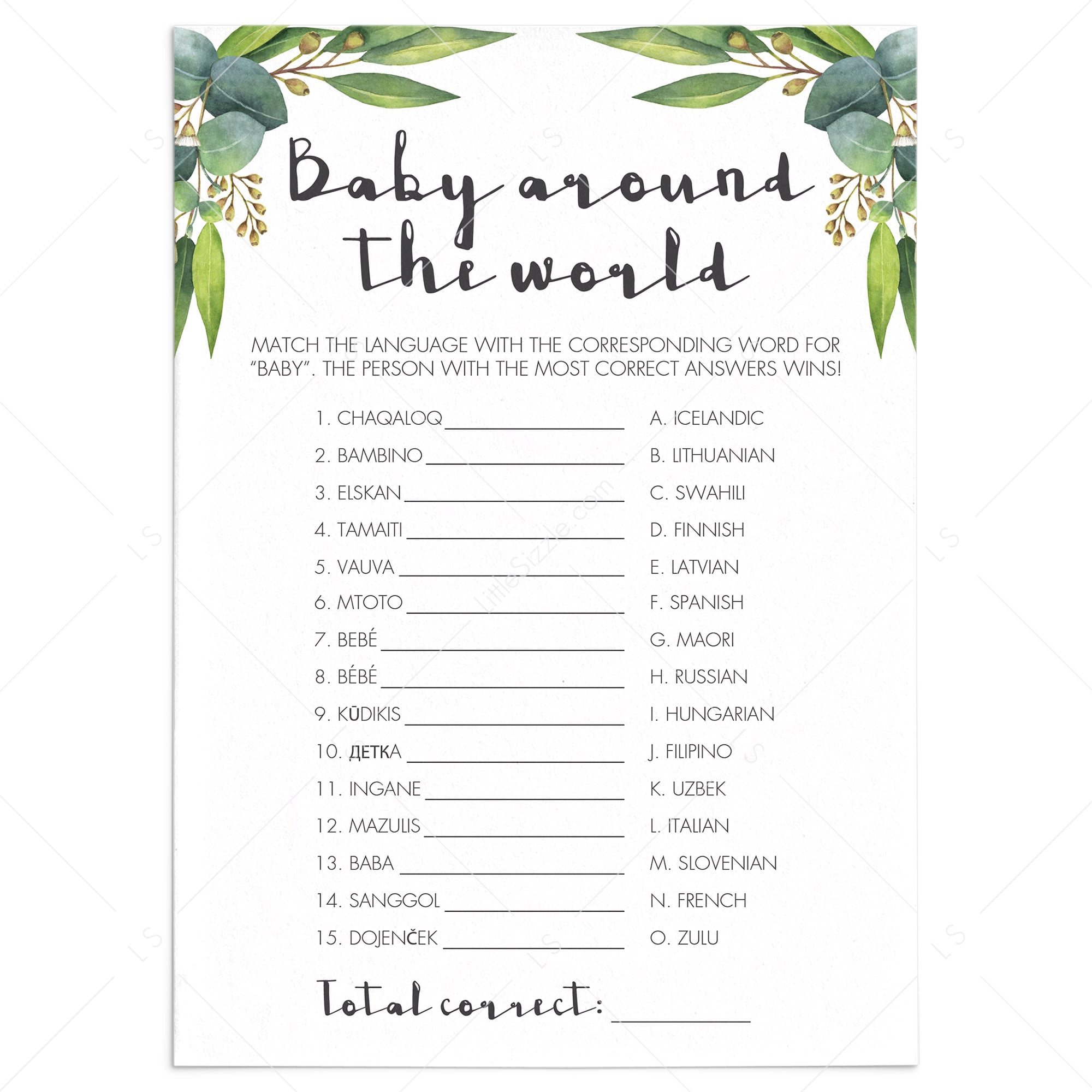 Baby around the world game for botanical baby shower by LittleSizzle