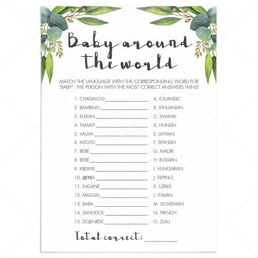 Baby around the world game for botanical baby shower by LittleSizzle