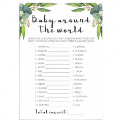 Baby around the world game for botanical baby shower by LittleSizzle
