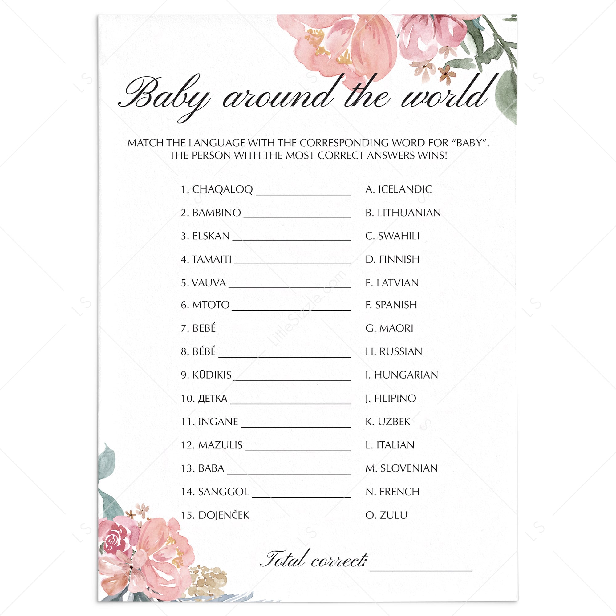 baby around the world baby shower game floral theme by LittleSizzle