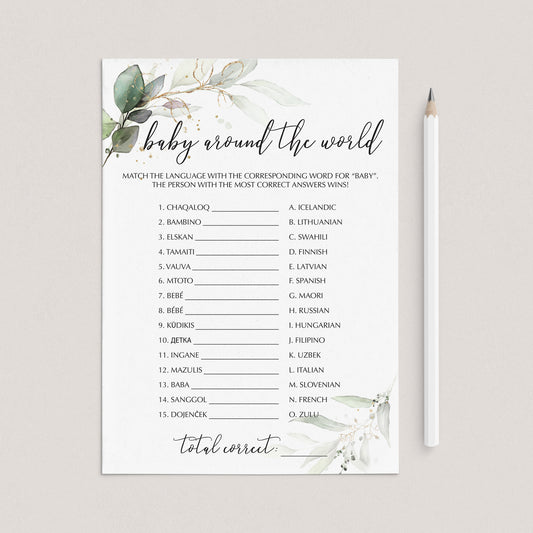 Elegant Baby Shower Game Baby Around The World Printable by LittleSizzle