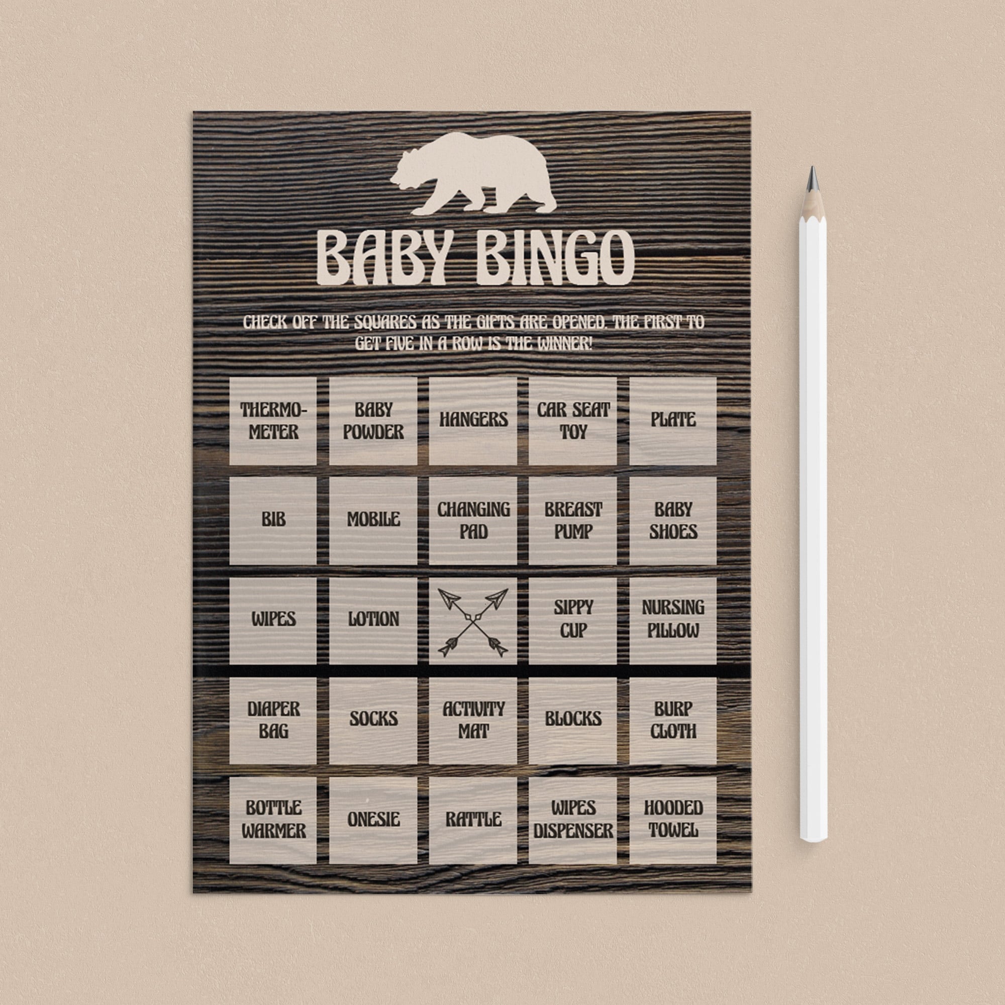 Woodland baby bingo cards printable by LittleSizzle