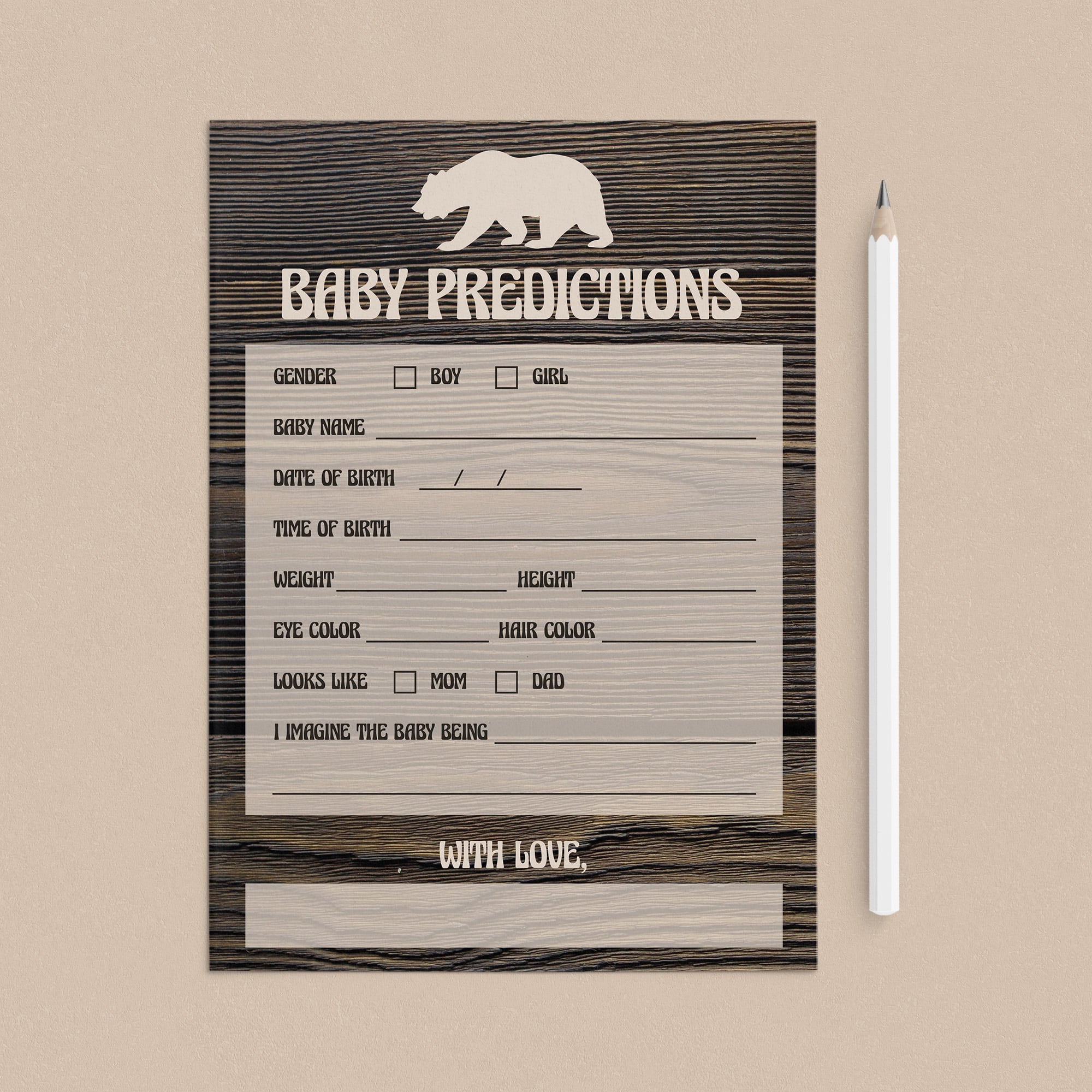 Printable baby predictions for boy shower by LittleSizzle