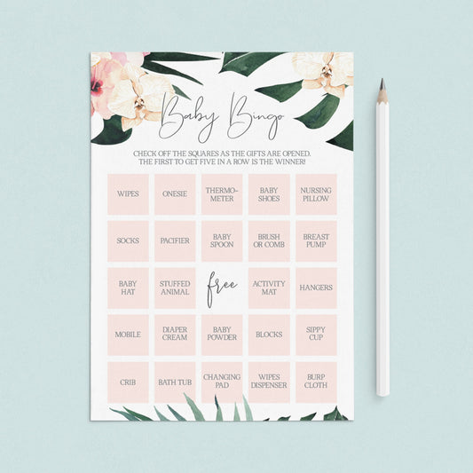 Floral Baby Bingo Cards Printable by LittleSizzle