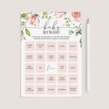 Blush Floral Baby Bingo Cards Prefilled, Blank and Game Template by LittleSizzle