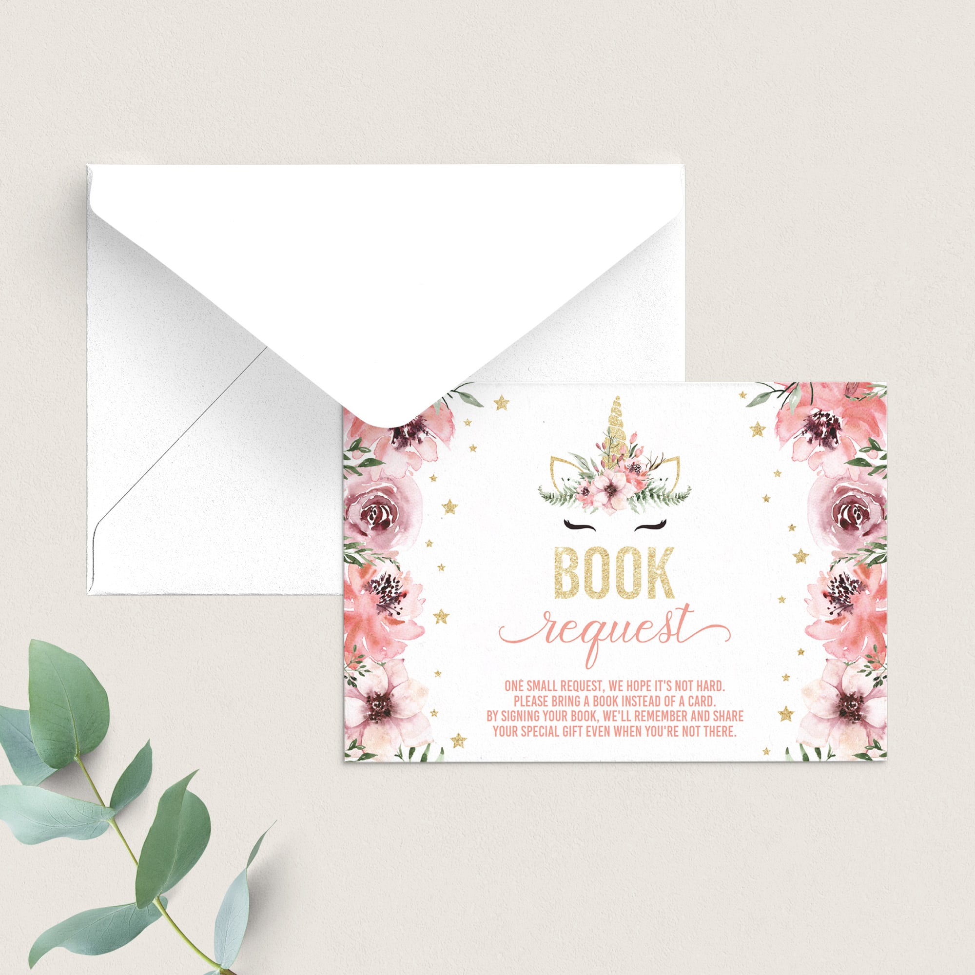 Unicorn BabyShower Book Request Card Download by LittleSizzle