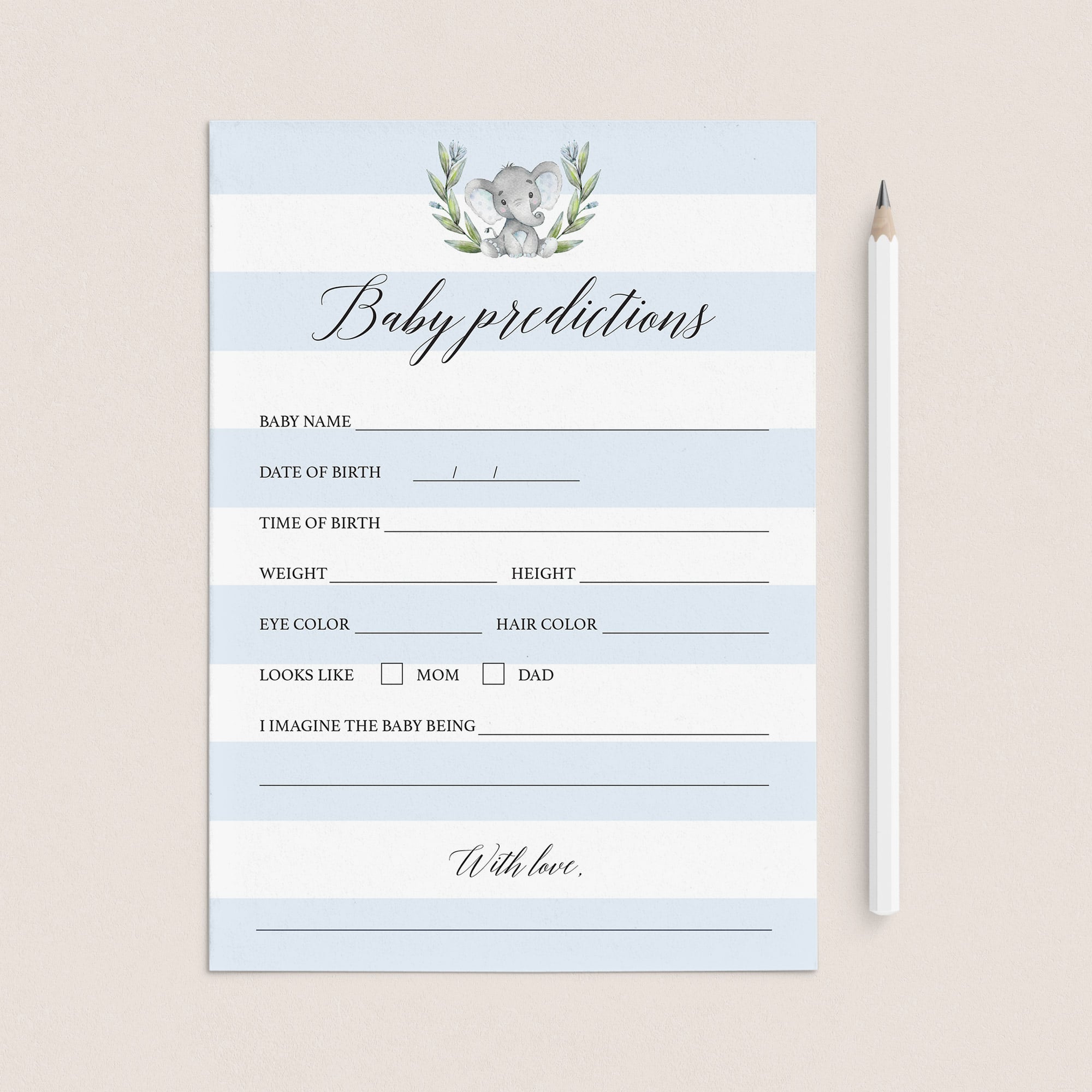 Printable Baby Boy Prediction Card by LittleSizzle