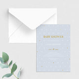 Baby Boy Shower Invitation Template with Gold Hearts