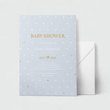 Baby Boy Shower Invitation Template with Gold Hearts by LittleSizzle