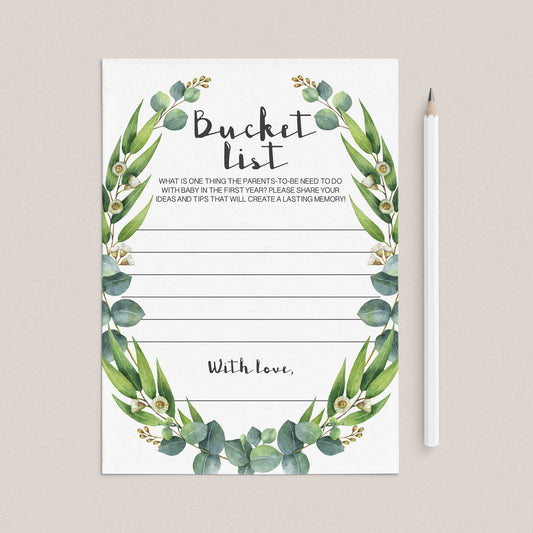 Green wreath bucket list cards printable by LittleSizzle