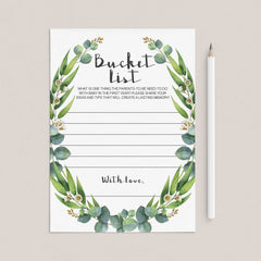 Green wreath bucket list cards printable by LittleSizzle