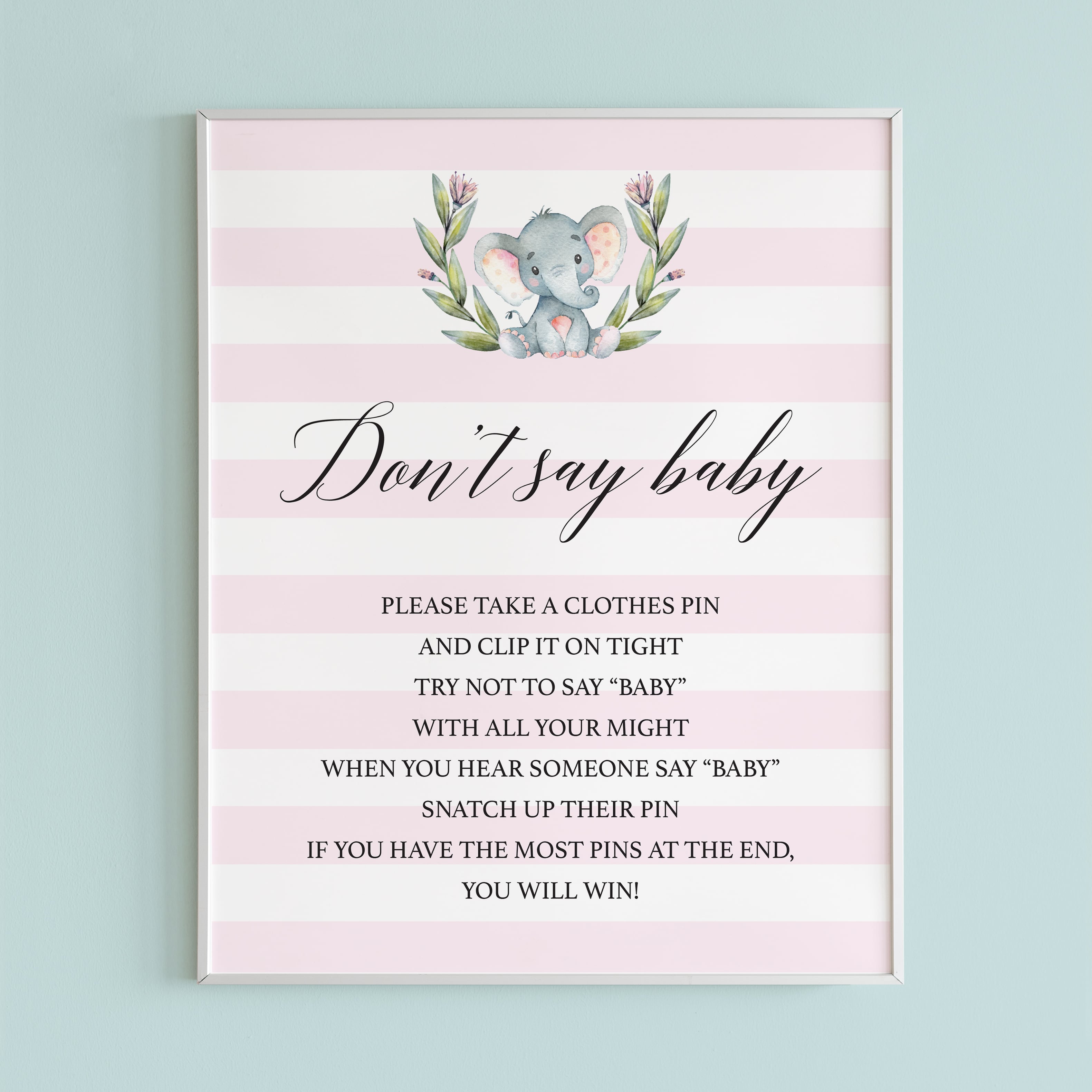 Dont say baby baby shower game instructions sign printable by LittleSizzle