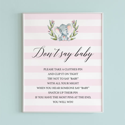 Dont say baby baby shower game instructions sign printable by LittleSizzle