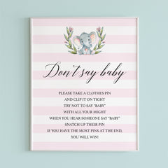 Dont say baby baby shower game instructions sign printable by LittleSizzle