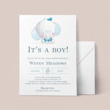 Boy Elephant Baby Shower Invitation Template Download by LittleSizzle