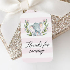Pink Party Supplies Elephant Theme Instant Download