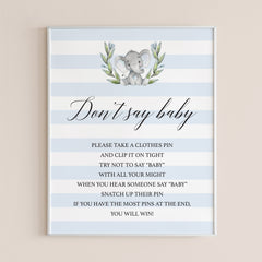 Don't say baby instant download baby shower game for boy by LittleSizzle