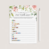 Floral emoji pictionary baby shower game instant download by LittleSizzle