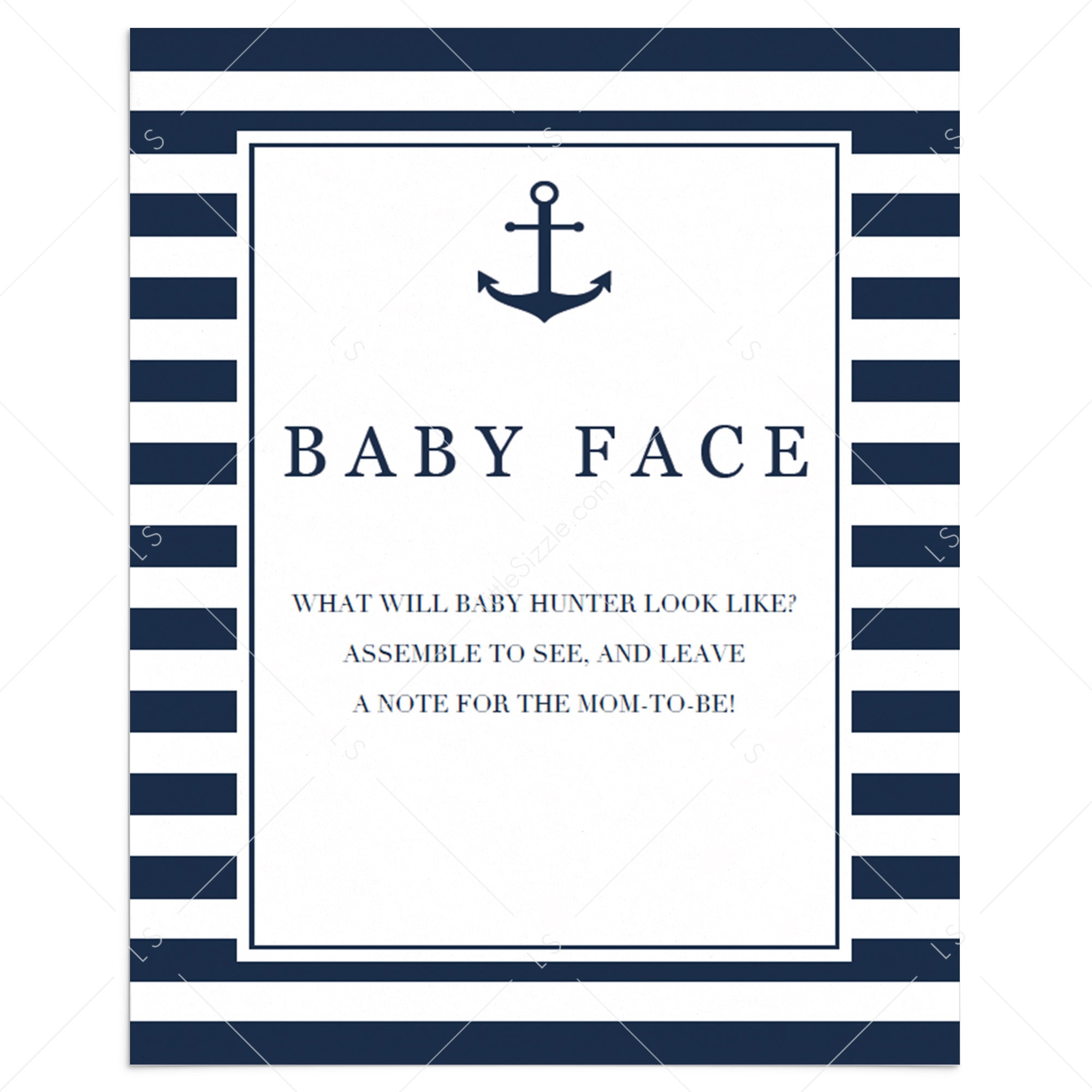 Boy baby shower baby face game printable by LittleSizzle