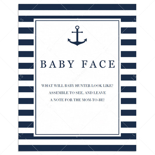 Boy baby shower baby face game printable by LittleSizzle