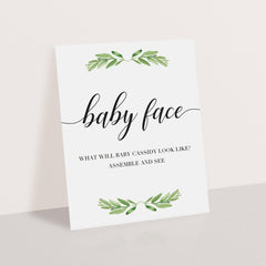 Greenery Baby Shower Activities Printable Table Signs