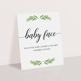 Printable Greenery Baby Shower Activity Baby Face