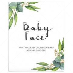 What will baby look like baby shower game greenery printable by LittleSizzle